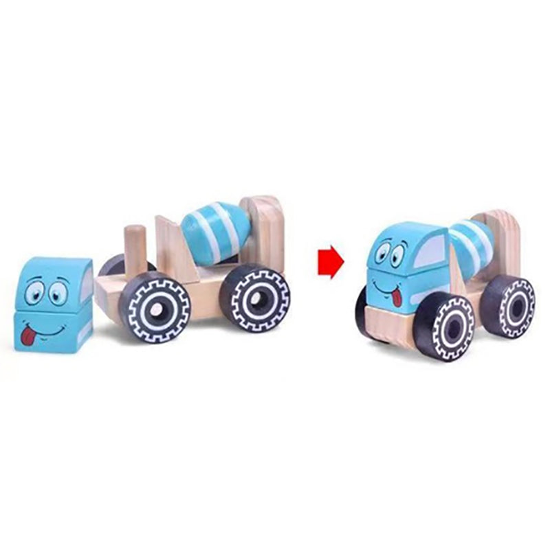 Acool Toys Mixer Truck Wooden Toy Car Assembly Blue Age- 18 Months & Above