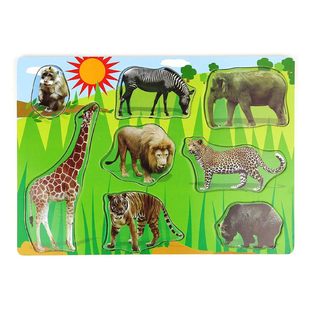 Acool Toys 8-Piece Animals Wooden Puzzle B Multicolor Age- 3 Years & Above