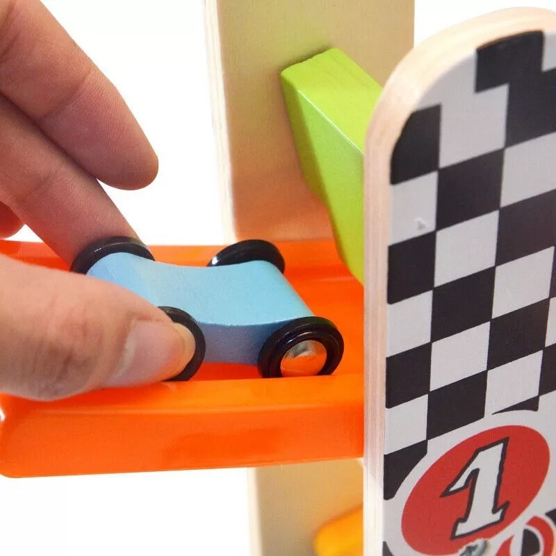 Acool Toys Roller Coaster Gravity Race Track with Wooden Cars Multicolor Age- 18 Months & Above