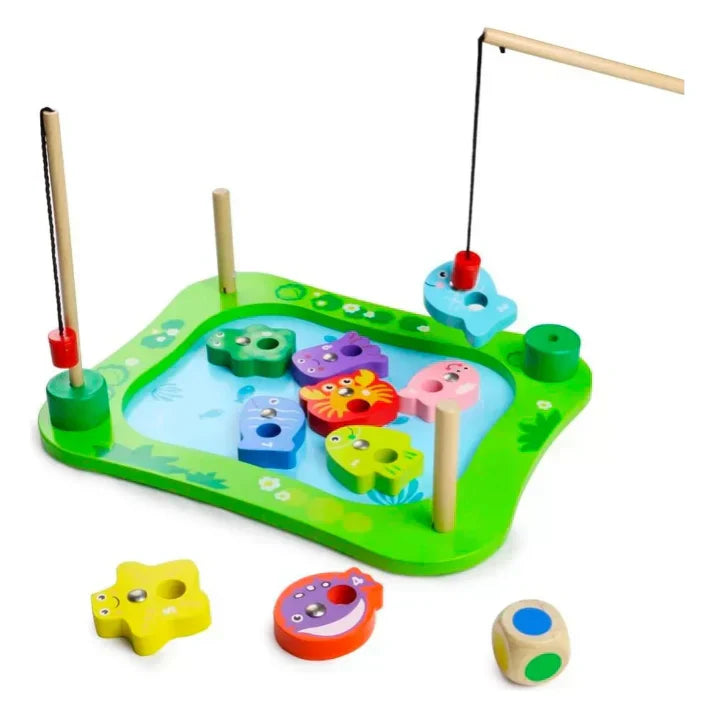Acool Toys Wooden Magnetic Fishing Game with Dice AC7685 Multicolor Age-3 Years & Above