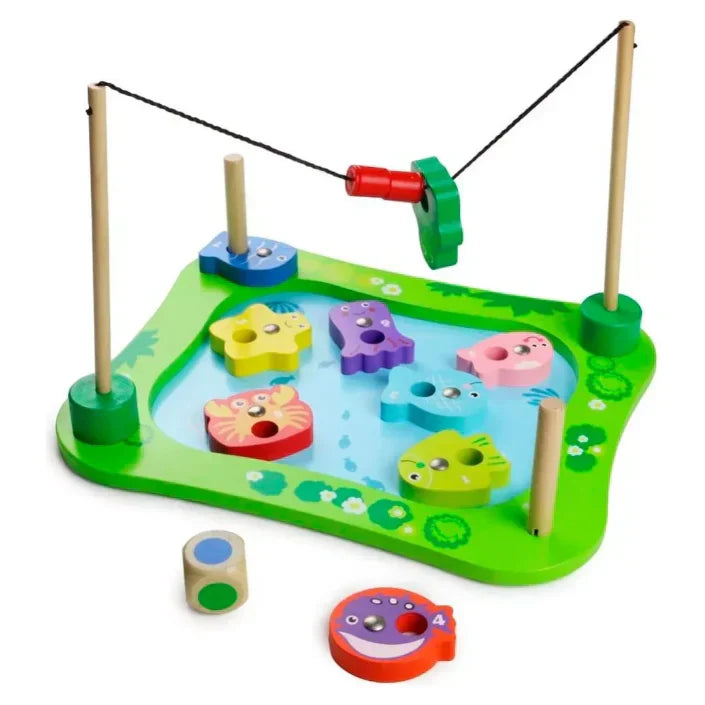 Acool Toys Wooden Magnetic Fishing Game with Dice AC7685 Multicolor Age-3 Years & Above