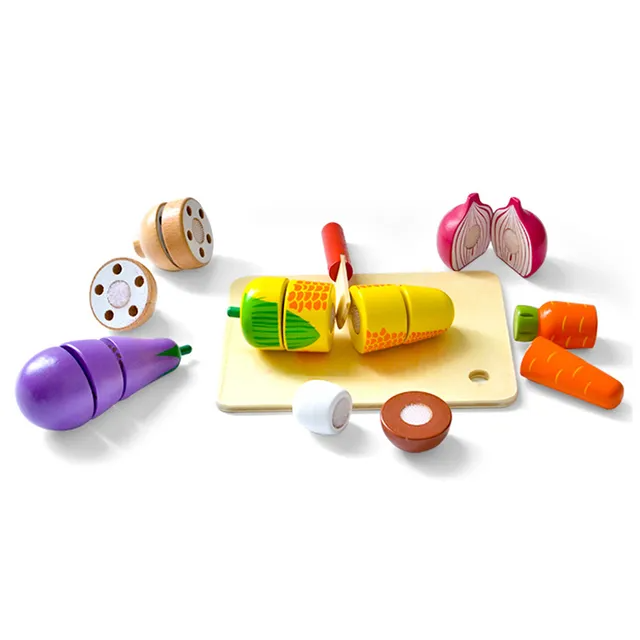 Acool Toys Wooden Role Play Veggie Cutting Set of 9 Age- 3 Years & Above
