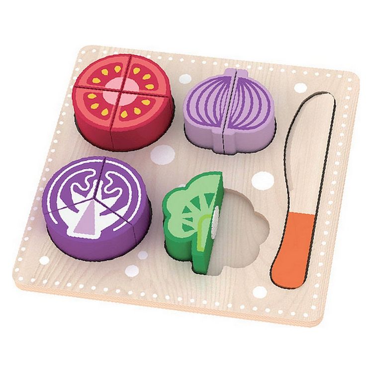Acool Toys Wooden Vegetable Cutting Roleplay Set of 6 (AC7331) Multicolor Age- 18 Months & Above