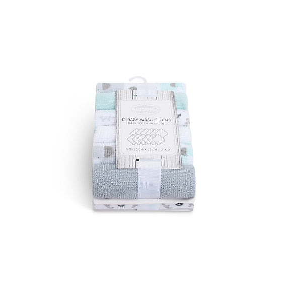 Motherschoice Baby 12 pack Wash-Cloths IT4067 Age-Newborn & Above