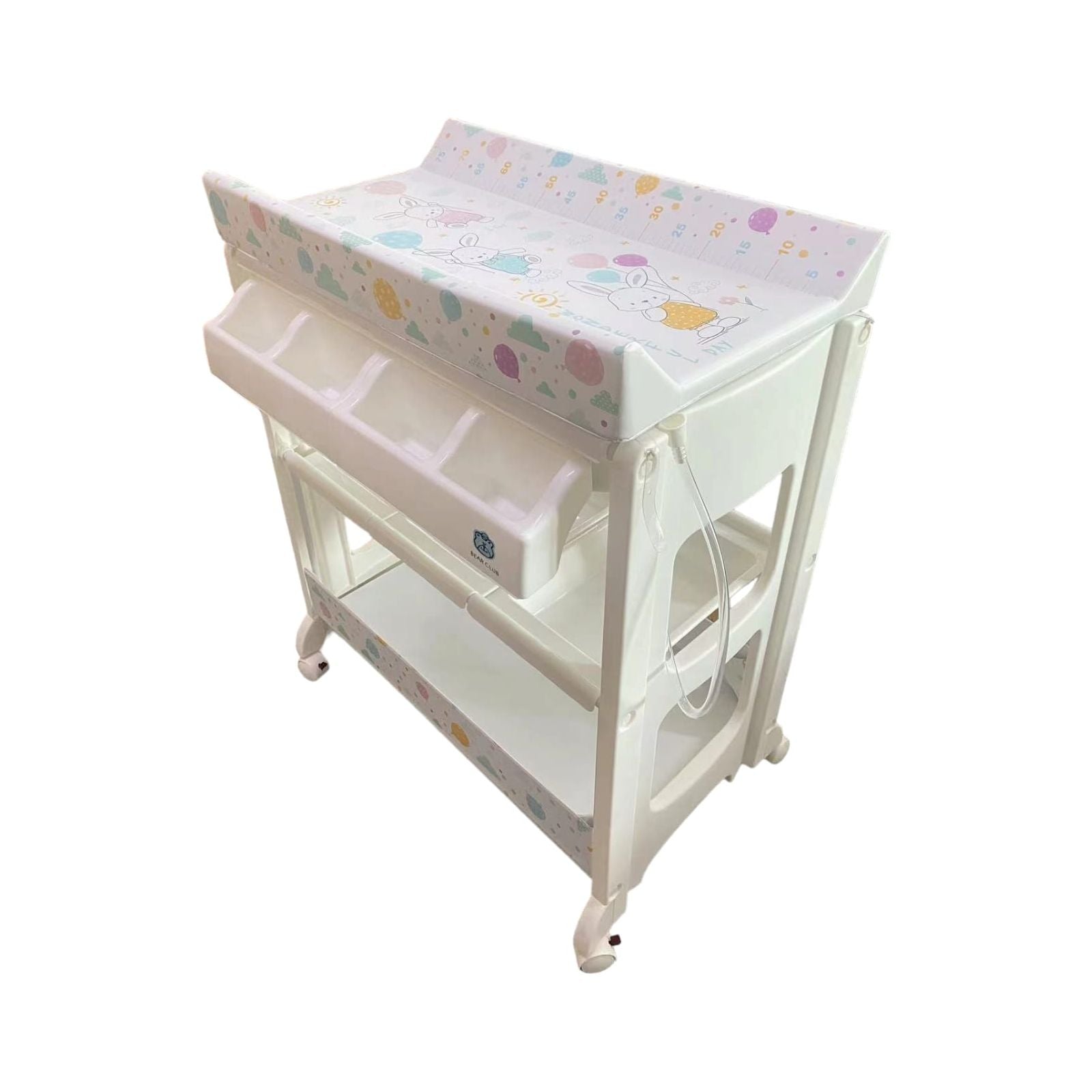 Bear Club Flying Rabbit Baby 3 in 1 Diaper Changing Table with Bath Tub Organizer HY 11 White Age Newborn Above Peekaboo
