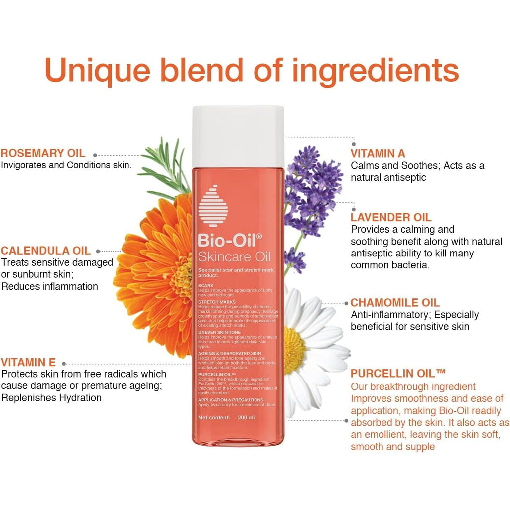 Bio-Oil Original Skincare Oil with Vitamin E for Stretch Marks, Scar Removal, Uneven Skin Tone 125 Ml