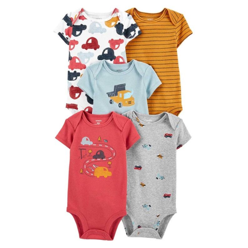 Carter's Infant Boys 5 Pack Car Themed Short Sleeve Bodysuits WD3333-26 Multicolor
