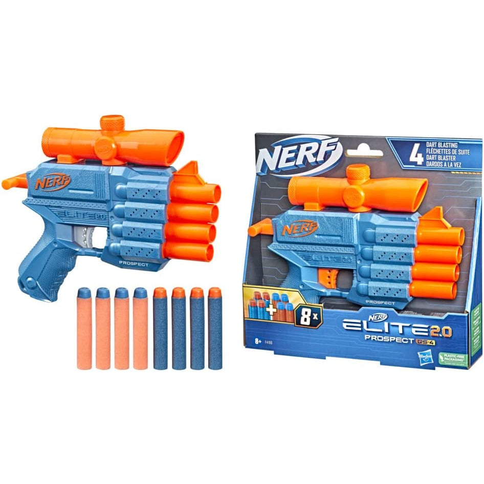 Hasbro Nerf Elite 2.0 Prospect QS 4 Blaster Set Blue/Orange Age- 8 Years & Above