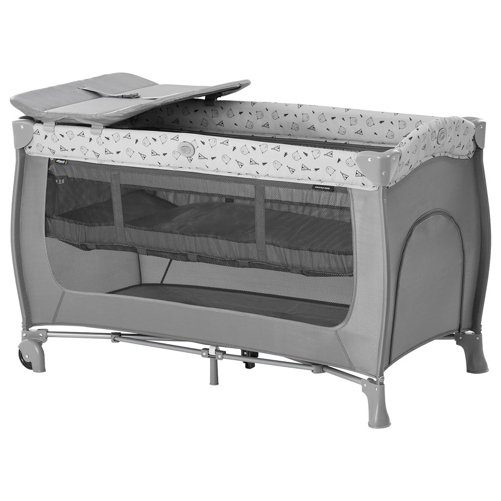 Hauck Sleep N Play Centre Travel Bed Nordic Grey Holds upto 15 Kgs Weight Age Newborn Above Peekaboo