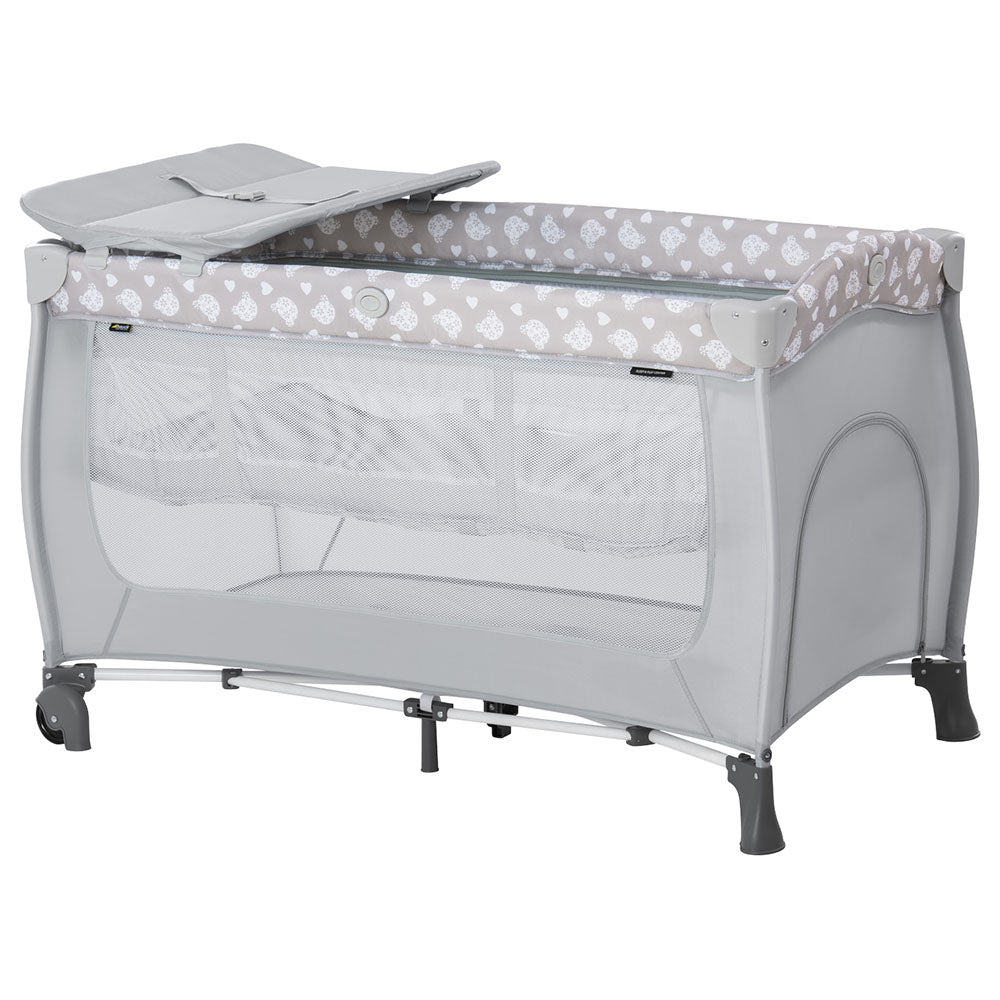 Hauck Sleep N Play Centre Travel Bed Teddy Grey (Holds upto 15 Kgs Weight) Age- Newborn & Above