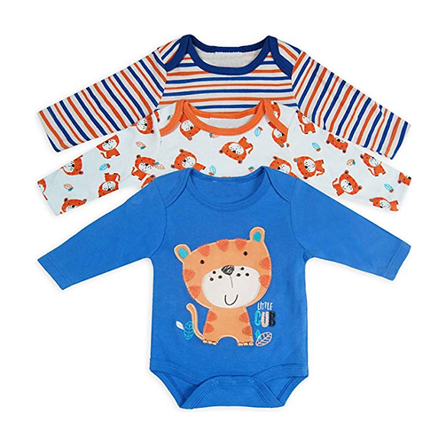 Motherschoice BabyBoys 3-Pack Full Sleeve Bodysuits IT9396        