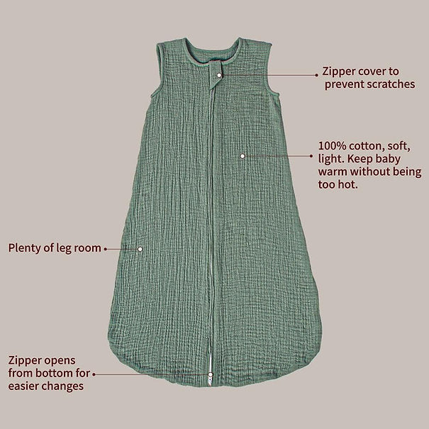 Infancie Baby Organic Muslin Sleeping Bag Cream IT5368 Age- Newborn to 12 Months