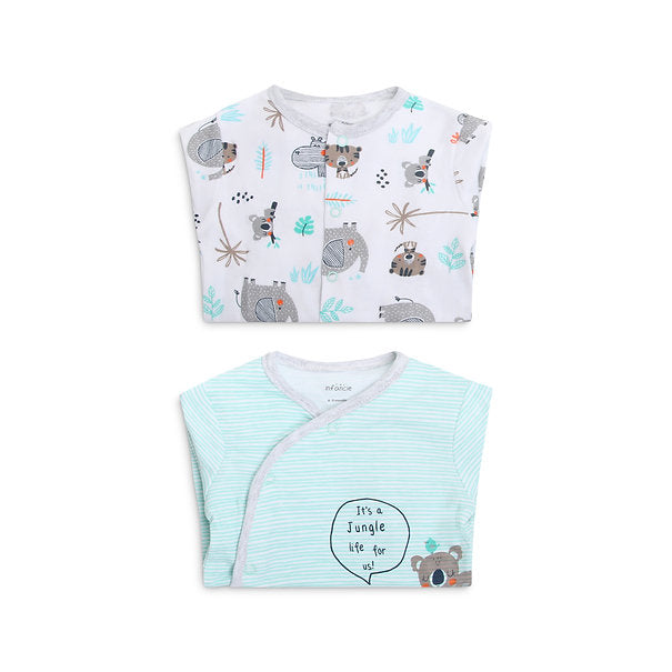 Infancie Cute Baby Footed Rompers Pack of 2 Multicolor IT11053