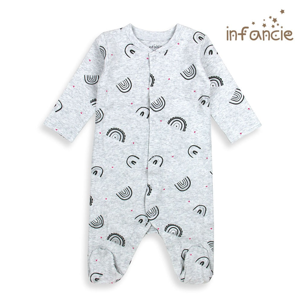 Infancie Cute Baby Footed Rompers Pack of 2 Pink/Grey IT3739