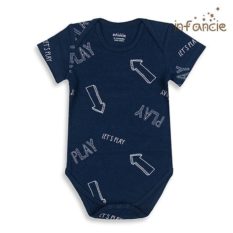 Infancie Lets Play Short Sleeves Bodysuits Blue Pack of 2 IT3715
