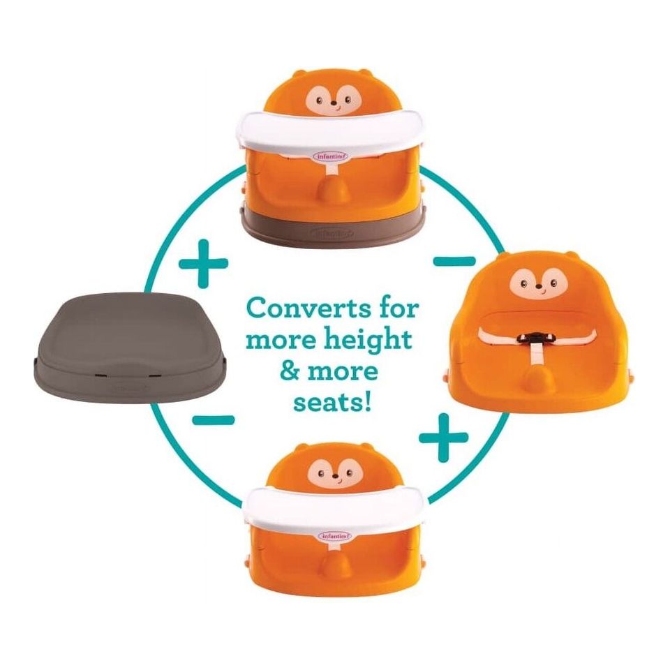 Infantino Grow-With-Me 4-in-1 Feeding Booster Seat Orange Age- 6 Months & Above (Holds upto 30 kg)
