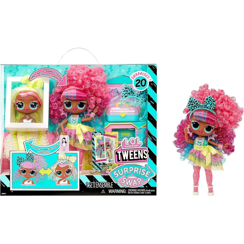 L.O.L. Surprise! Tweens Surprise Swap Curls-2-Crimps Cora Fashion Doll with 20+ Surprises Multicolor Age- 3 Years & Above