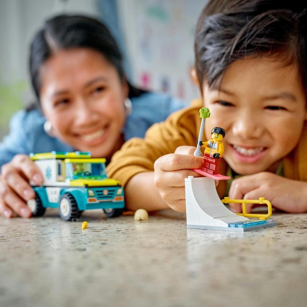 Lego Emergency Ambulance and Snowboarder Building Blocks Multicolor Age- 3 Years & Above