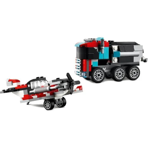 Lego Flatbed Truck with Helicopter Building Blocks Multicolor Age- 7 Years & Above