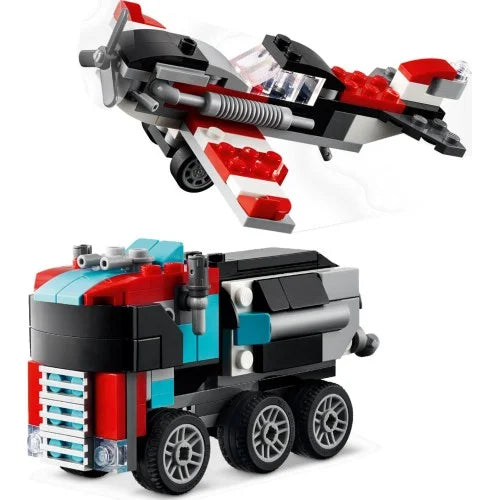 Lego Flatbed Truck with Helicopter Building Blocks Multicolor Age- 7 Years & Above