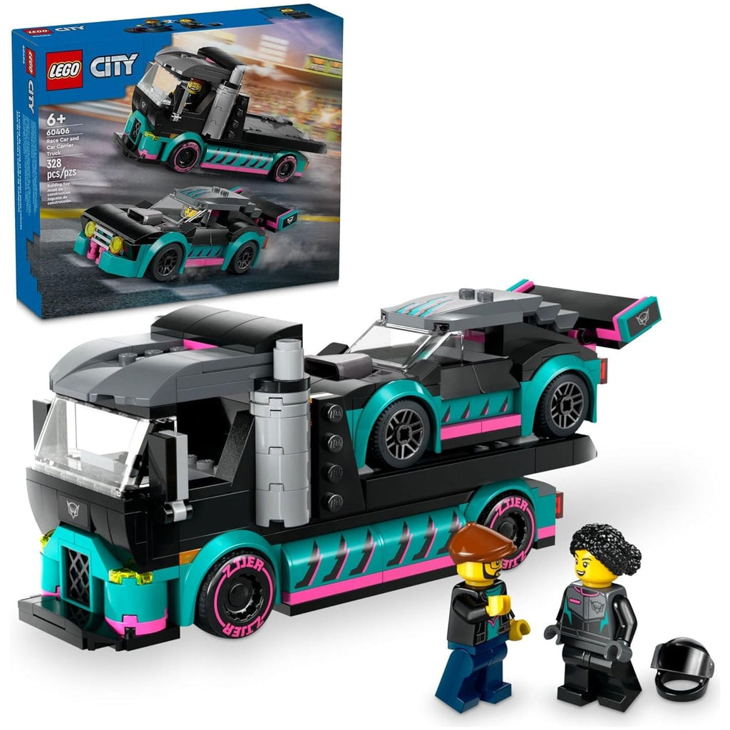 Lego Race Car and Car Carrier Truck Building Blocks Multicolor Age- 6 Years & Above