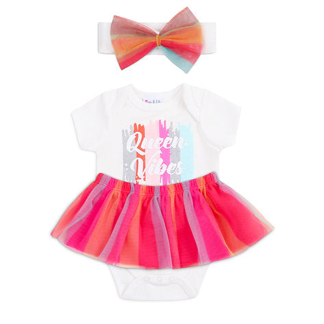 Luna & Lily Infant Girls Rainbow 3-Piece Gift Set of Bodysuit, Tutu Skirt and Headband IT11107