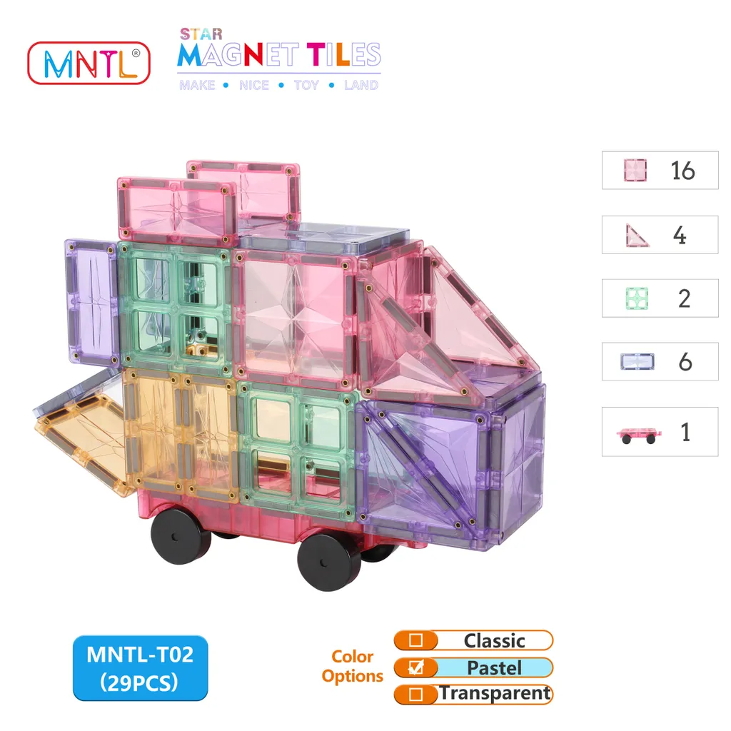 Pibi MNTL 29 Pieces Star Magnet Tile Toy Set (Classic) Age- 3 Years & Above