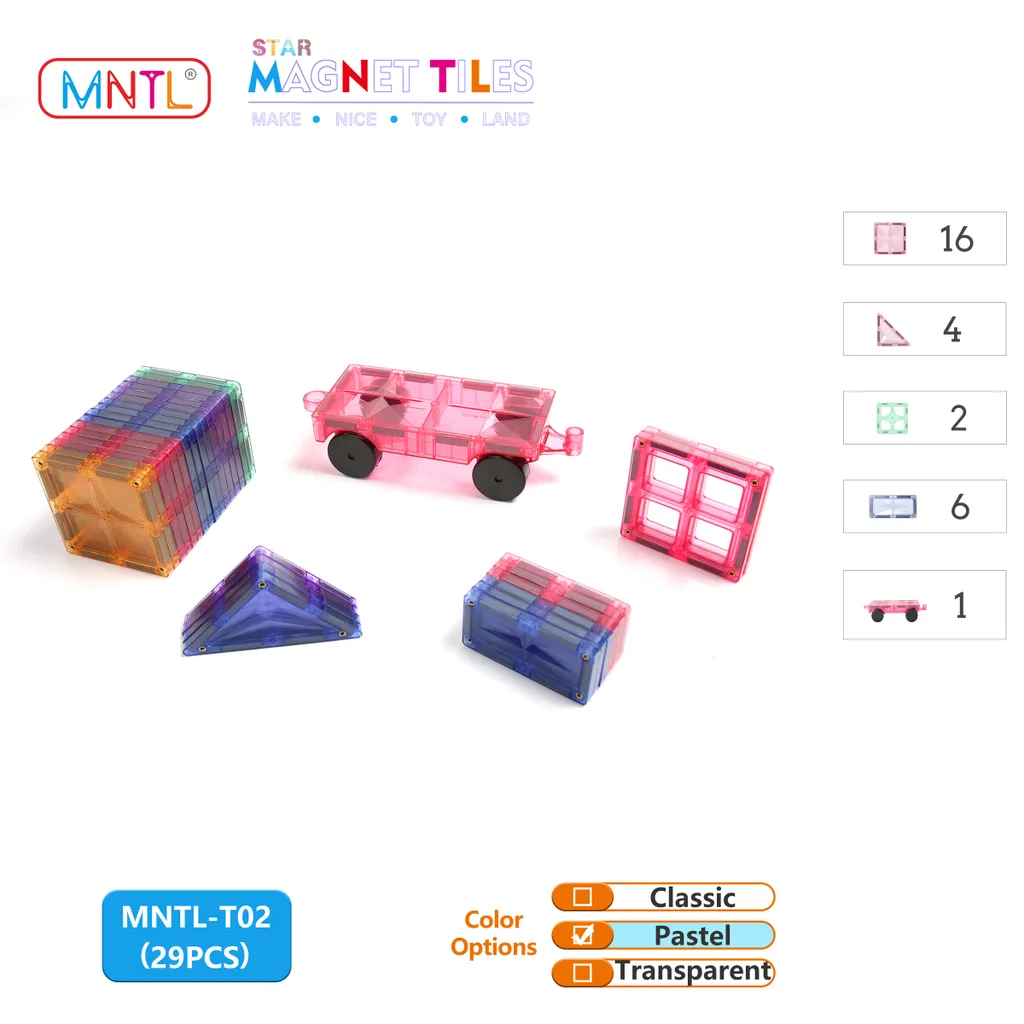 Pibi MNTL 29 Pieces Star Magnet Tile Toy Set (Classic) Age- 3 Years & Above