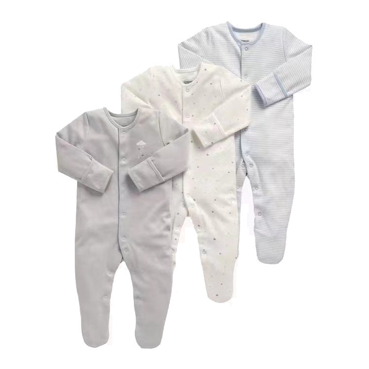 Mamas & Papas Infants Tiny Clouds Snap-It Sleepsuits/Onesie Set of 3 WD69 Multicolor