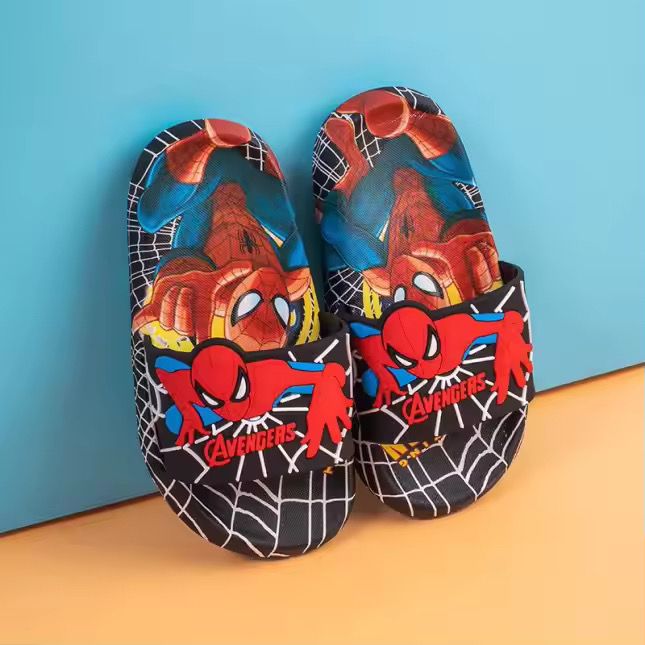 Marvel Spiderman Printed Cute Waterproof Kids Slippers Black