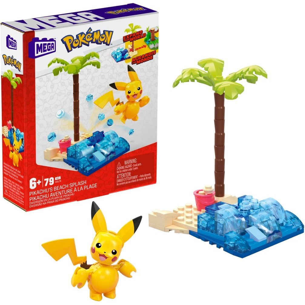 Mega Bloks Construx PokÃ©mon Pikachu's Beach Splash Building Toy Kit (79 Pieces) Multicolor Age- 6 Years & Above
