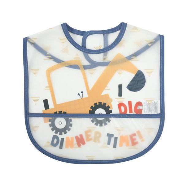 Motherschoice Baby 3-Pack Construction Trucks Themed Waterproof Peva Bibs Blue/White IT4396 Age- 9 Months to 18 Months