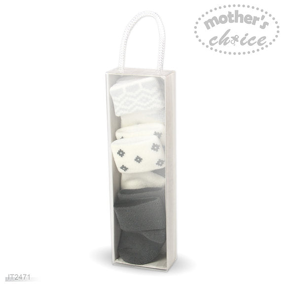 Motherschoice Baby 3-Pack Socks IT2471 White/Black Age- Newborn to 6 Months