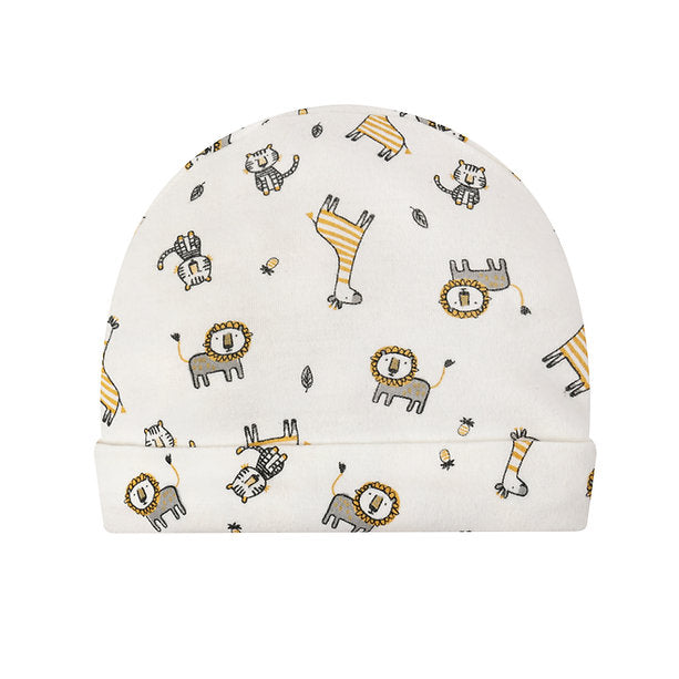 Motherschoice Baby Abstract & Jungle Themed 3 Hats & 3 Pair Mittens Set Multicolor IT4986 Age- Newborn to 6 Months