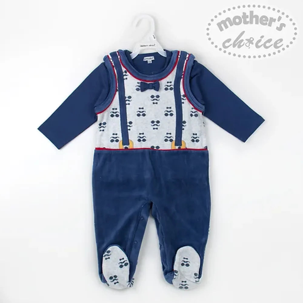 Motherschoice Baby Boy  "little Man" 2-Piece Romper & T-shirt Set Blue/White IT1547