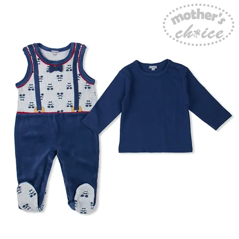 Motherschoice Baby Boy  "little Man" 2-Piece Romper & T-shirt Set Blue/White IT1546