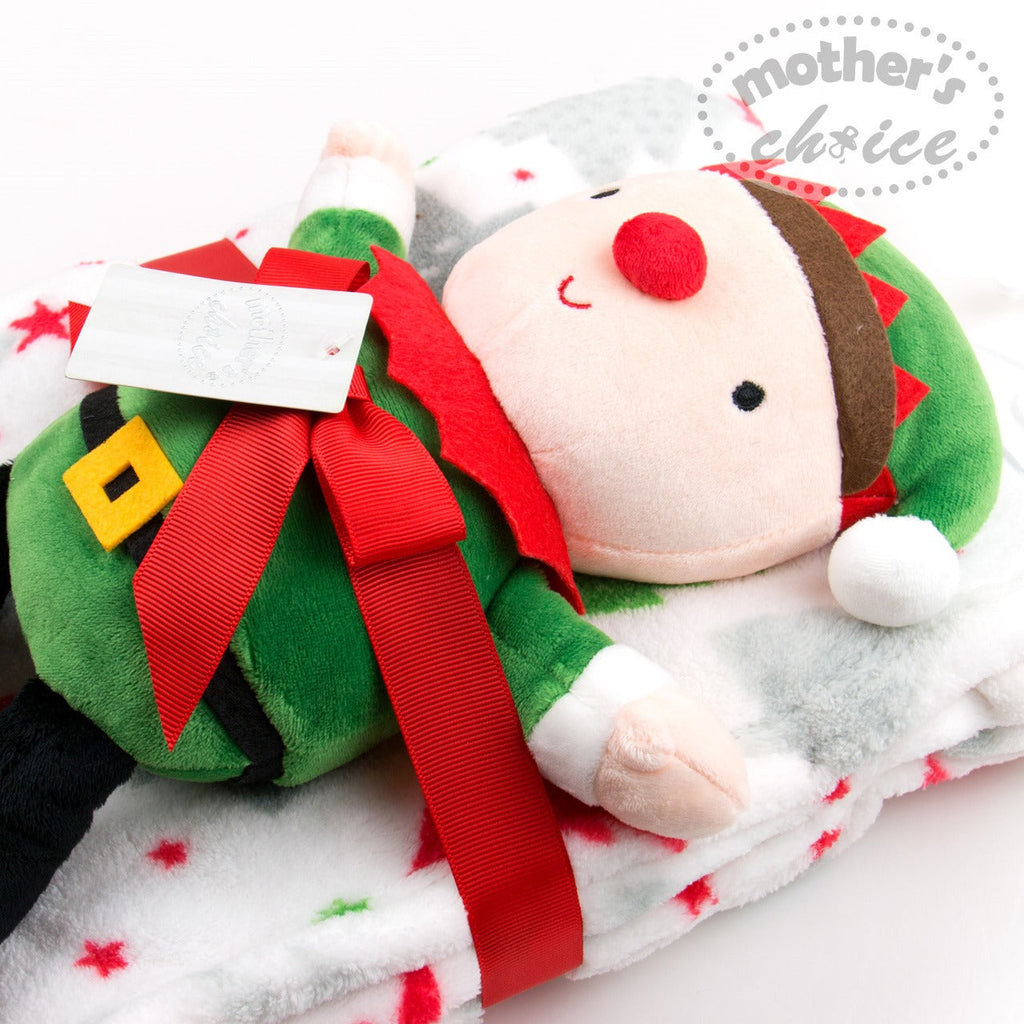 Motherschoice Baby Christmas Blanket with Elf Snuggle Toy 19 cm  IT1301 Age- newborn & Above
