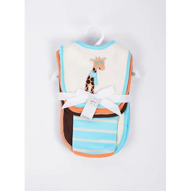 Motherschoice Baby H+Jungle Themed Pack of 3 Velcro Bibs & 3 Burp Cloths IT9258