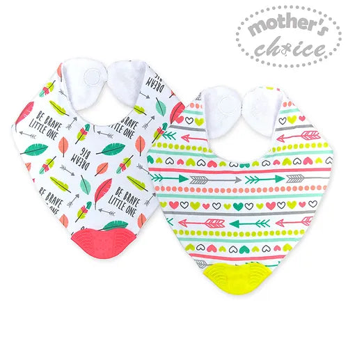 Motherschoice Baby  Printed Bandana Teething Bibs Pack of 2 Multicolor IT2518