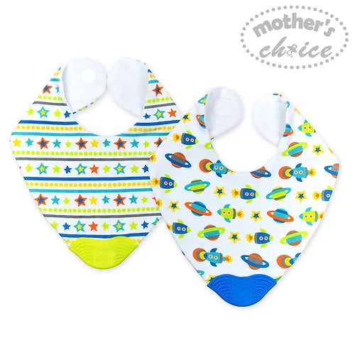 Motherschoice Baby Space Printed Bandana Teething Bibs Pack of 2 Multicolor IT2517