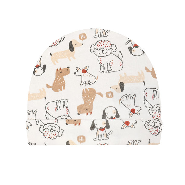 Motherschoice Baby Striped & Dogs Themed 3 Hats & 3 Pair Mittens Set Multicolor IT4987 Age- Newborn to 6 Months