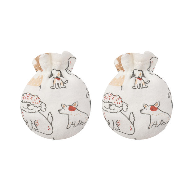 Motherschoice Baby Striped & Dogs Themed 3 Hats & 3 Pair Mittens Set Multicolor IT4987 Age- Newborn to 6 Months