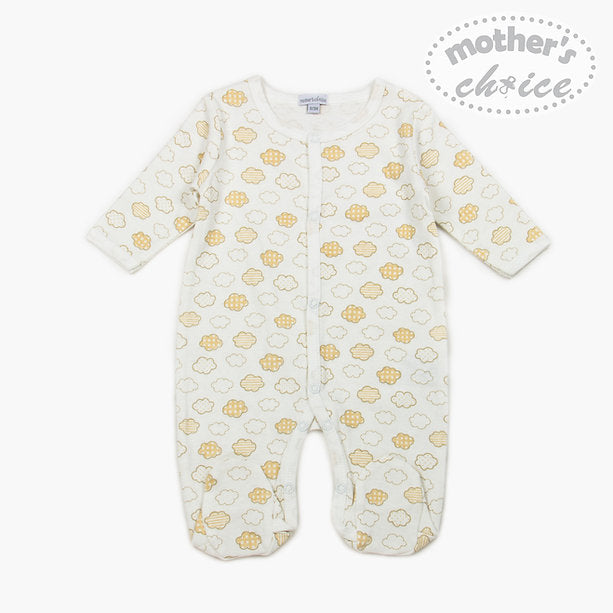 Motherschoice Clouds Printed Baby Footed Pyjama/ Romper White IT1415