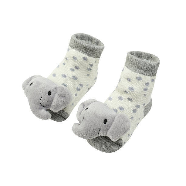 Motherschoice Cute Little Peanut Elepahnt Baby Set of 3 (Hat + Bib + Socks) White/Grey IT4755 Age- Newborn & Above