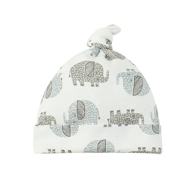 Motherschoice Cute Little Peanut Elepahnt Baby Set of 3 (Hat + Bib + Socks) White/Grey IT4755 Age- Newborn & Above