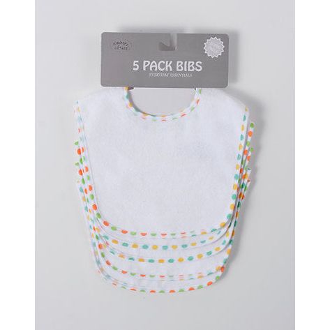Motherschoice Everyday Essentials 5 in a pack Bibs White IT8870