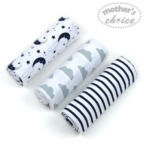 Motherschoice Infant Cotton Flannel Receivers/Blankets Box Set of 3 (76 x 100 cm) IT3531