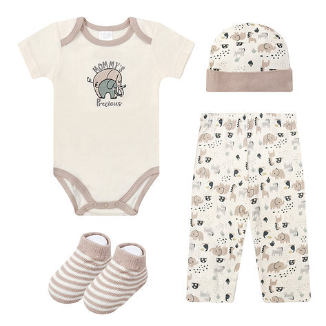 Motherschoice Infants Mommy's Precious Jungle Themed 4-pc Boxed Gift Set White/Beige IT5098