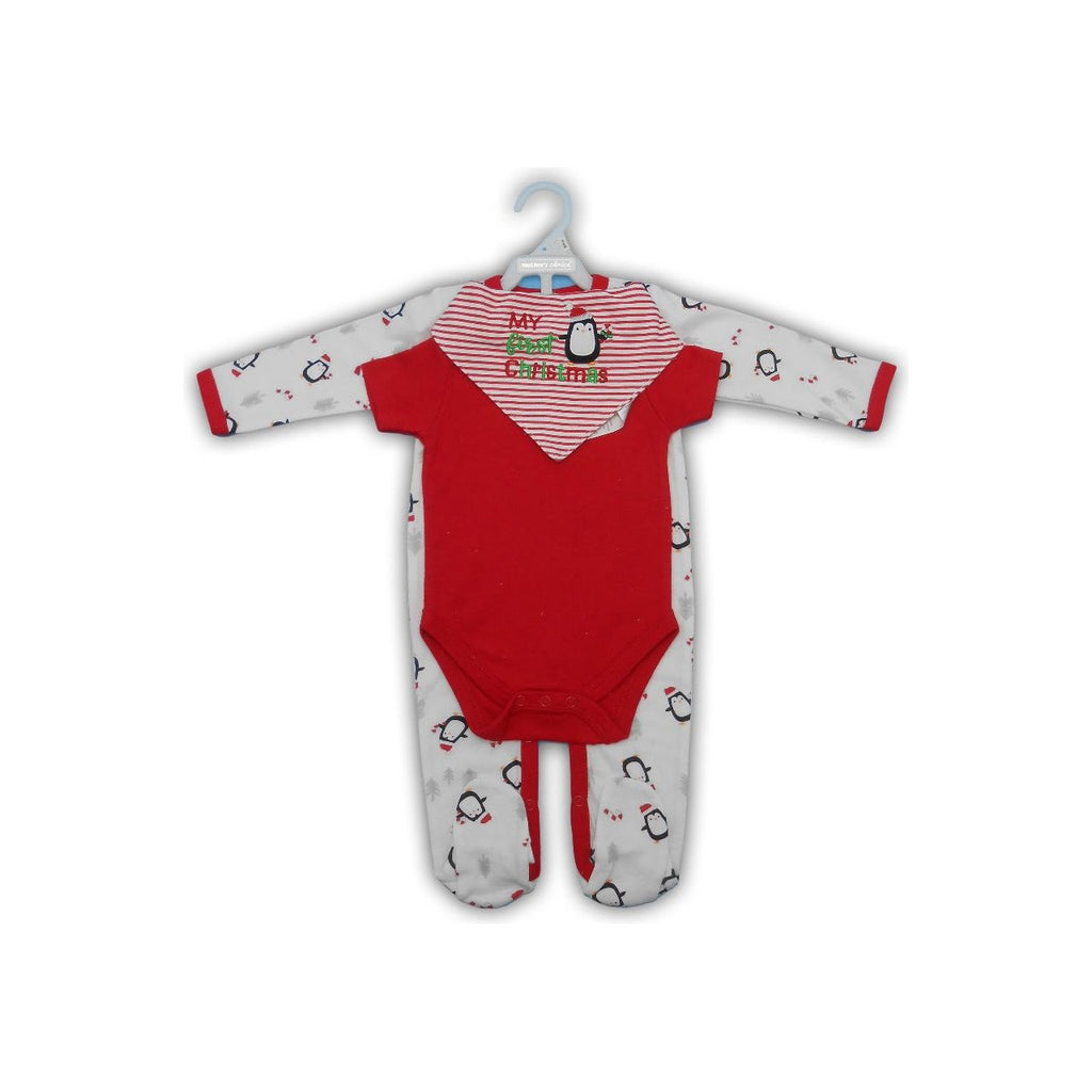 Motherschoice My First Christmas 3-Piece Baby Gift Set (1 Sleepsuit+1 Bodysuit+ 1 Bandana Bib) IT2207