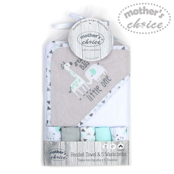 Motherschoice Unicorn Hooded Towel with 5 Face Cloths Blue/Multicolor  IT4741  Age- Newborn to 4 Years 